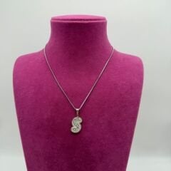 Taş Detaylı S Harfi Çelik Kolye