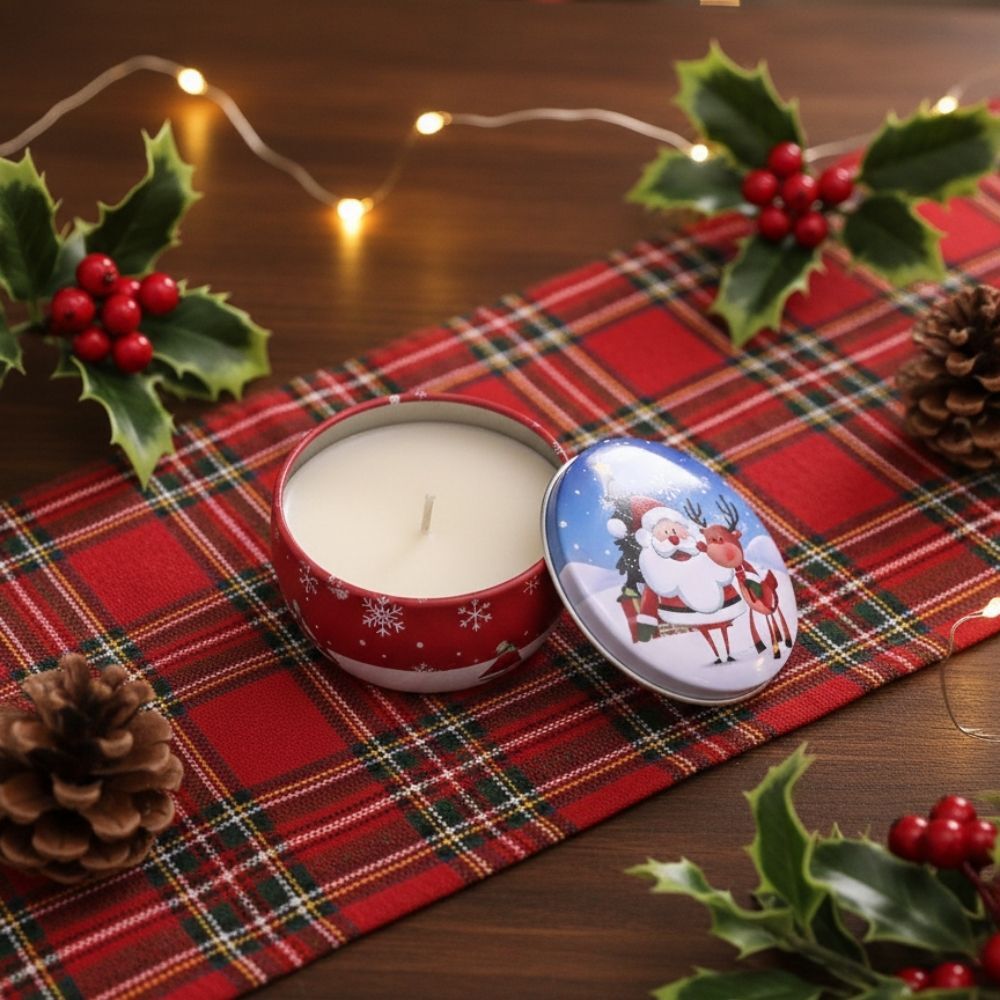 Gül Kokulu Kapaklı Dekoratif Kırmızı Yılbaşı Mumu