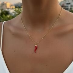 Kırmızı Biber Gold Kolye