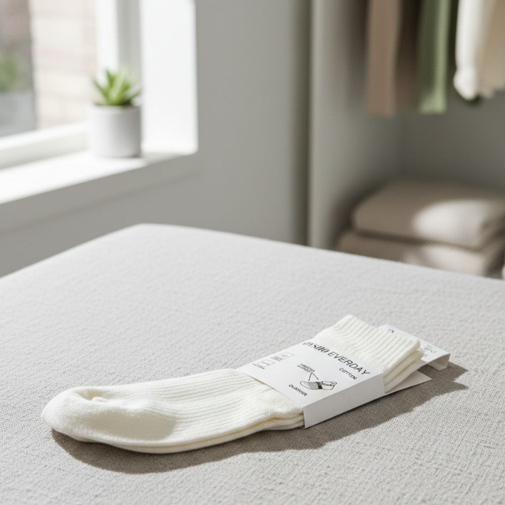 Kadın Beyaz Pamuklu Soket Çorap