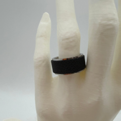 Silver Detaylı Siyah Çelik Spinner Unisex Yüzük