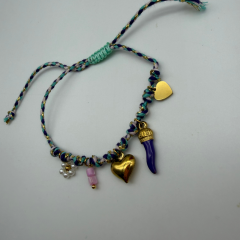 Mavi Şans Charm Detaylı Makrome Bileklik