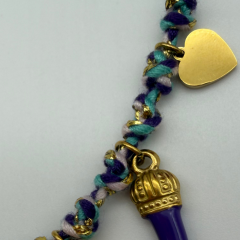 Mavi Şans Charm Detaylı Makrome Bileklik