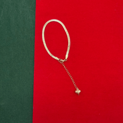 İtalyan Örme Yassı Zincir Gold Bileklik