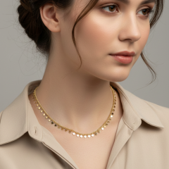 Kare Pullu Gold Zincir Kolye