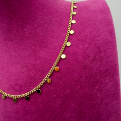 Yuvarlak Pullu Gold Zincir Kolye