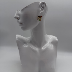 Yeşil Taşlı Sallantılı Gold Mini Küpe - Vintage Esintili