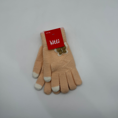 Çocuk Somon Triko Kelebek Detaylı Eldiven – Dokulu Örgü Tasarımlı (9–12 Yaş)