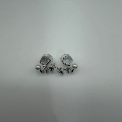 Stainless Steel Çiçek, İnci ve Yıldız Detaylı Silver Çoklu Görünümlü Küpe