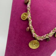 Kalp Charm Detaylı Örgü Zincir Gold Kolye – 60 cm