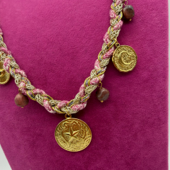 Kalp Charm Detaylı Örgü Zincir Gold Kolye – 60 cm