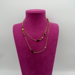 Gold Zincir Siyah Detaylı Kolye – 90 cm