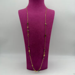 Gold Zincir Siyah Detaylı Kolye – 90 cm