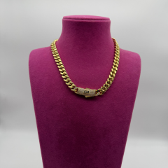 Gold Kalın Zincir Taş Detaylı Kolye