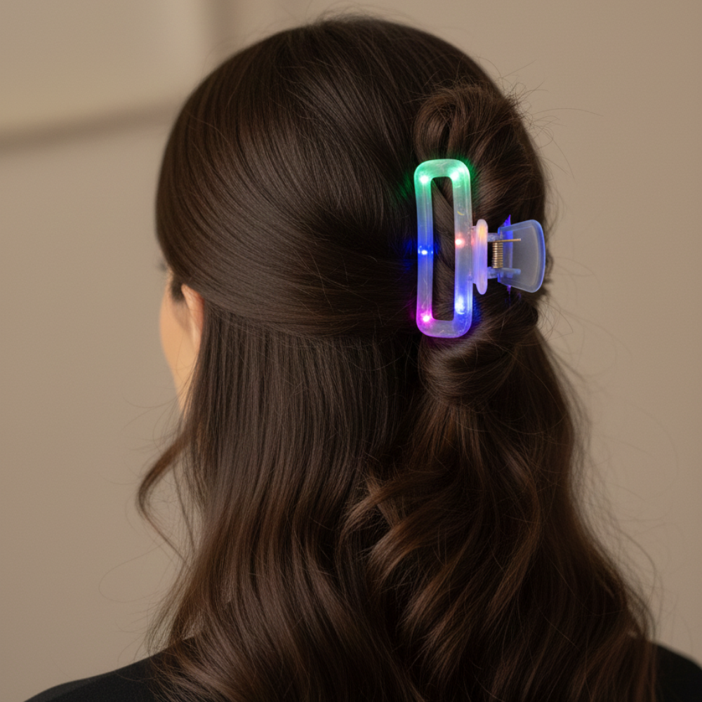 LED Işıklı Şeffaf Saç Tokası – Renk Değiştiren Işık Efektli