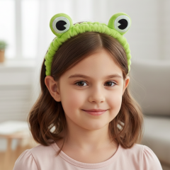 Sevimli Yeşil Kurbağa Saç Bandı Peluş Saç Bandana