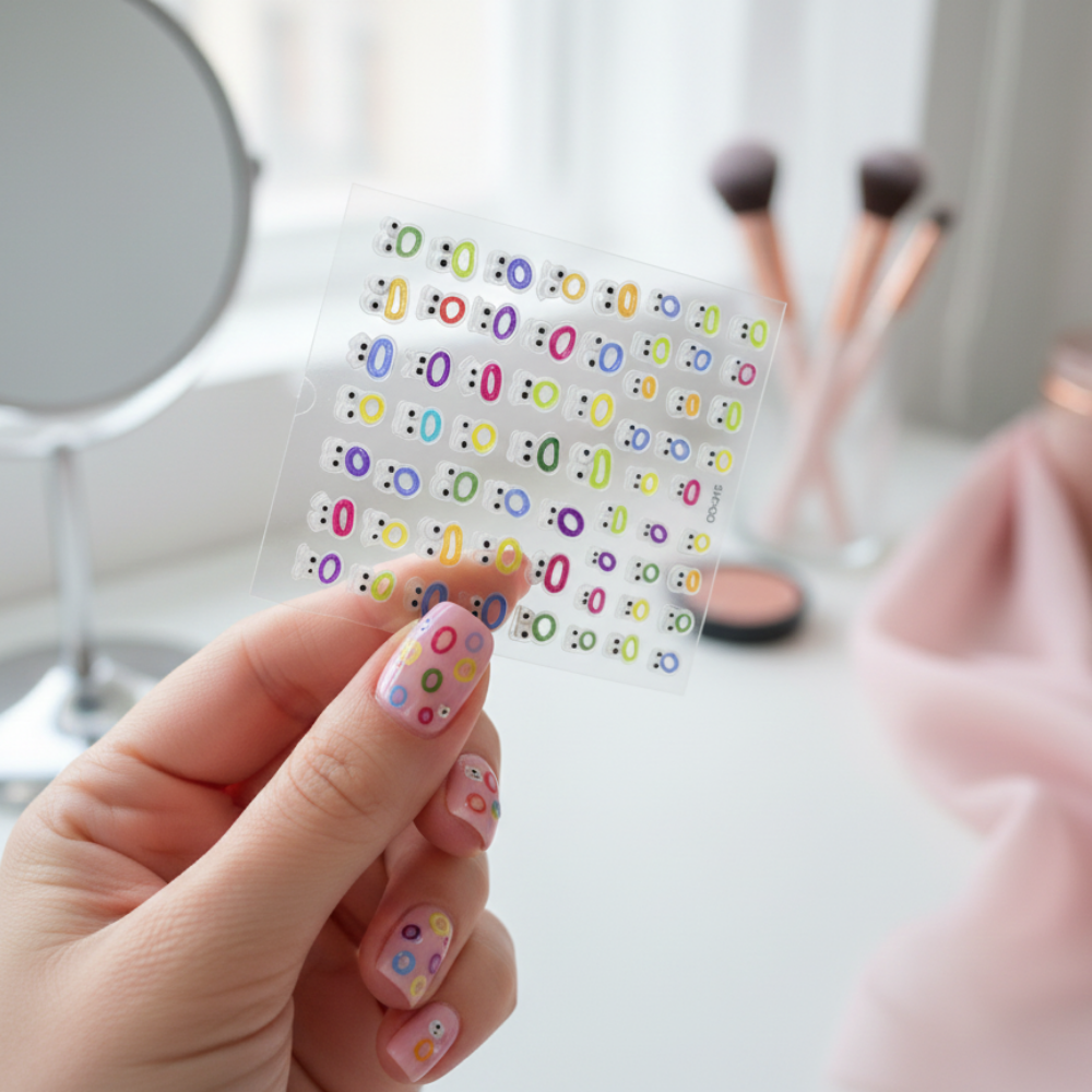 1 Adet Renkli Suratlı Tırnak Süsleme Stickerı, Nail Art Süslemeleri