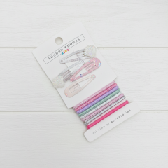 Kız Çocuk Renkli Çıt Çıt ve Lastik Toka Seti