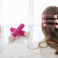 2 Adet Mandallı Saç Kabartma Bigudisi Hacim Arttırma Mandal Bigudi - Koyu Pembe