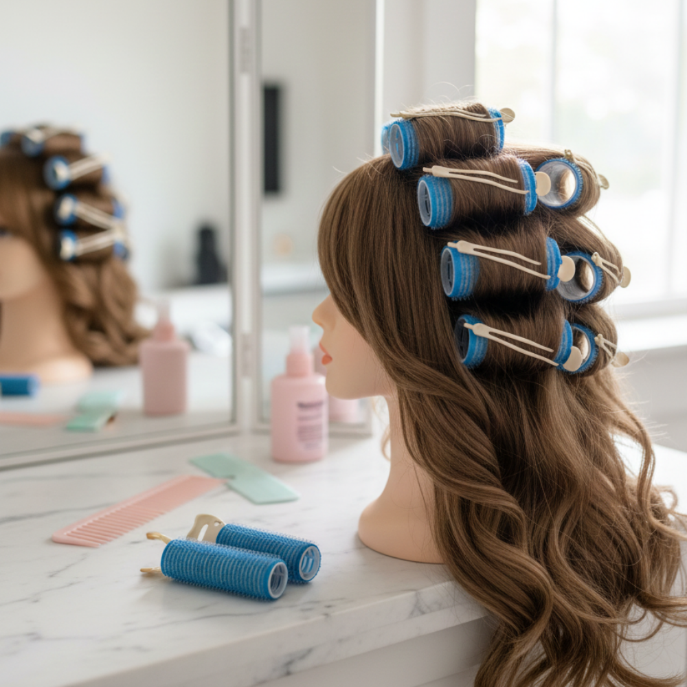 2 Adet Mandallı Saç Kabartma Bigudisi Hacim Arttırma Mandal Bigudi - Mavi