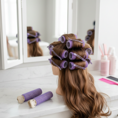 2 Adet Mandallı Saç Kabartma Bigudisi Hacim Arttırma Mandal Bigudi - Mor