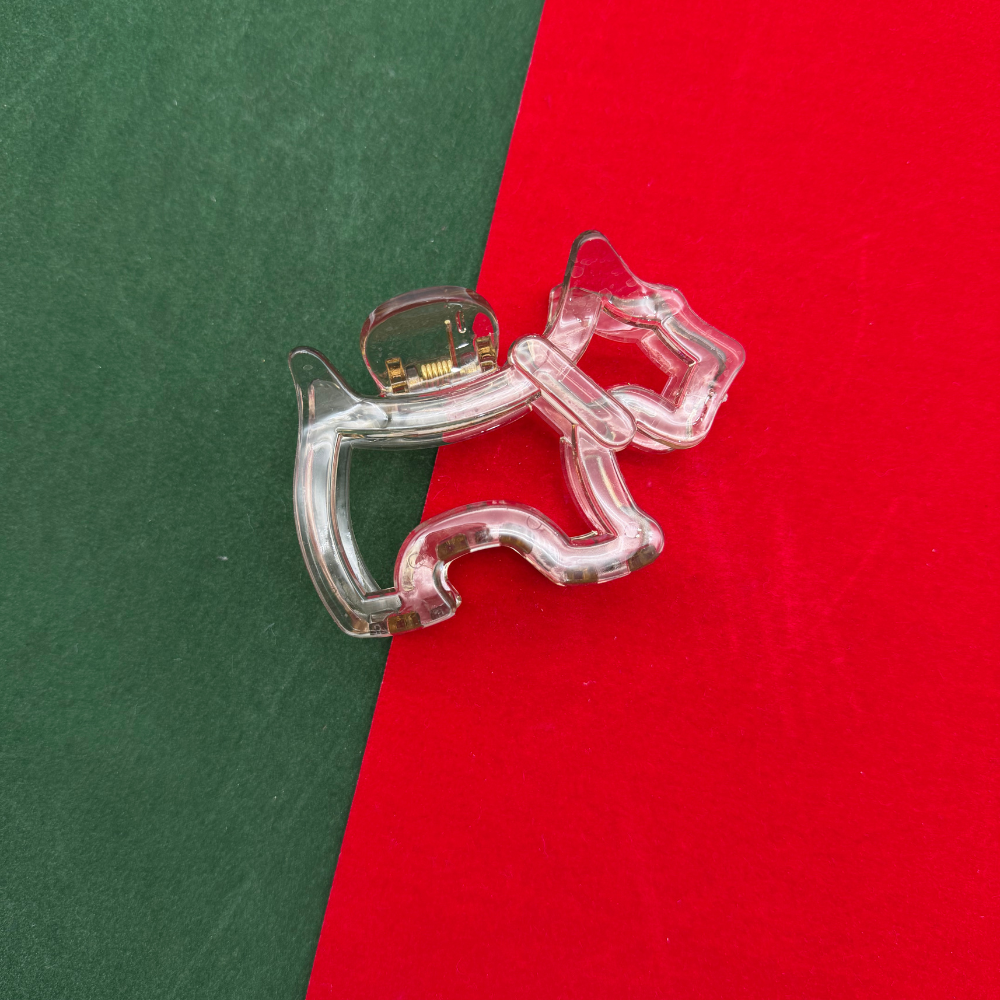 Agatha Köpek Figürlü Mandal Toka - Şeffaf