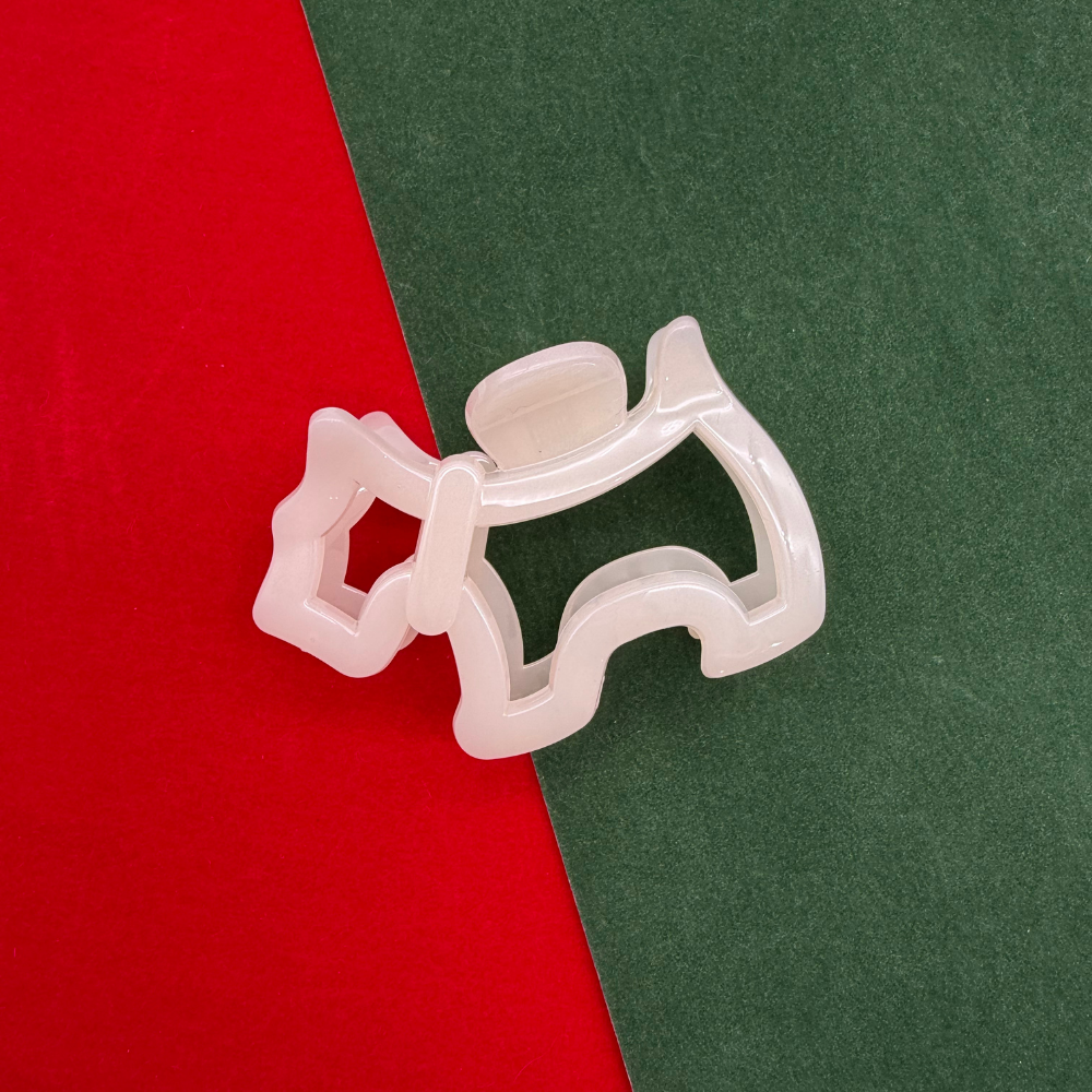 Agatha Köpek Figürlü Mandal Toka - Beyaz