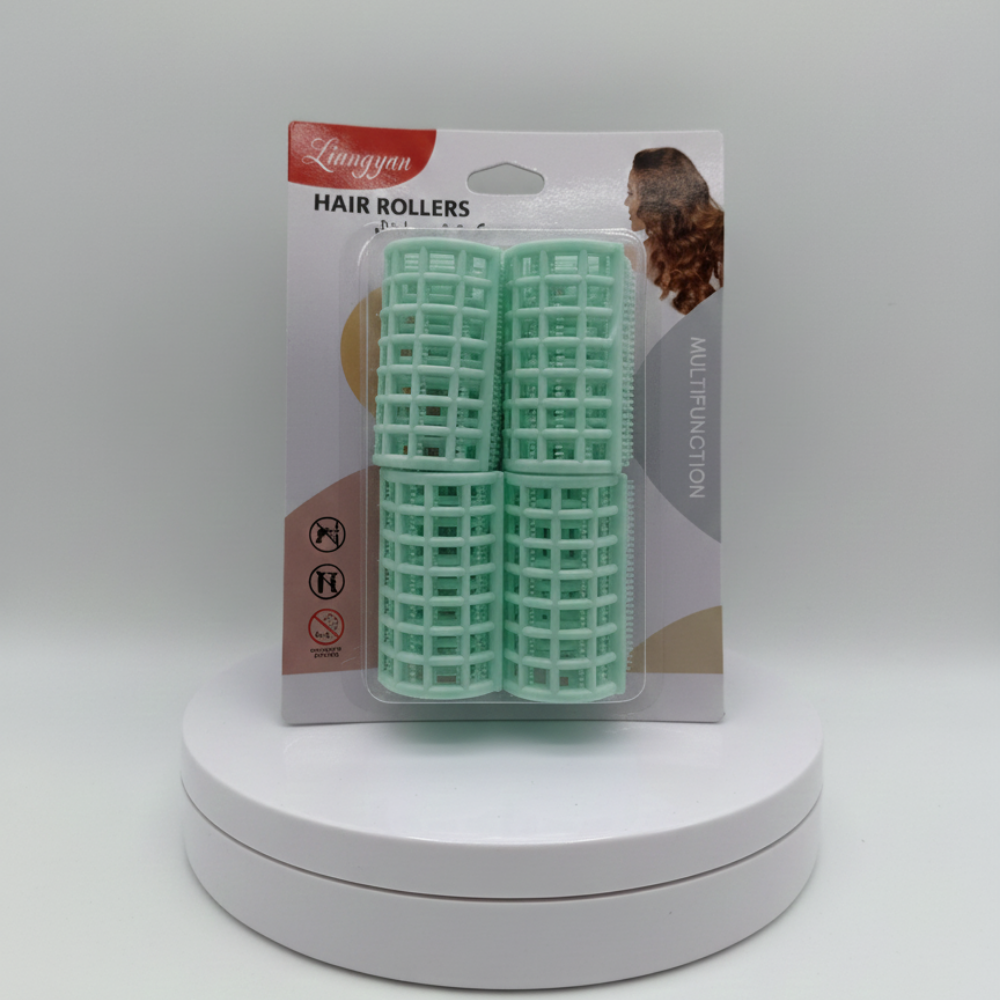 4'lü Saç Şekillendirici Silindir Bigudi Klipsleri - Yeşil