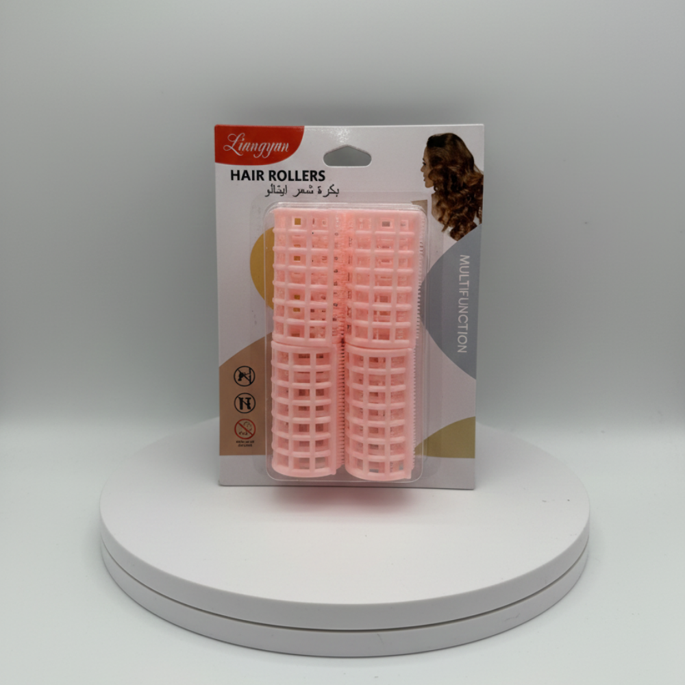 4'lü Saç Şekillendirici Silindir Bigudi Klipsleri - Açık Pembe