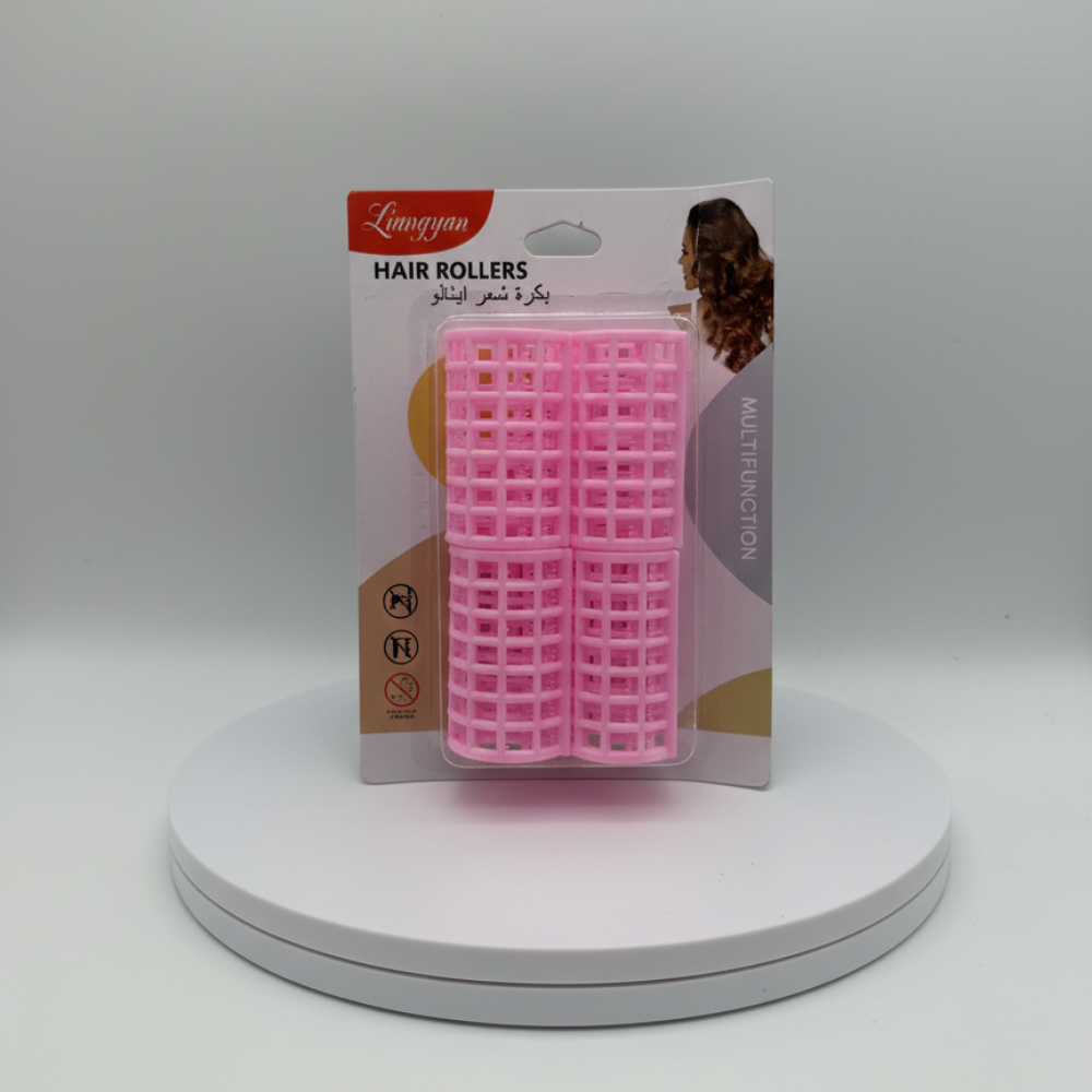4'lü Saç Şekillendirici Silindir Bigudi Klipsleri - Koyu Pembe