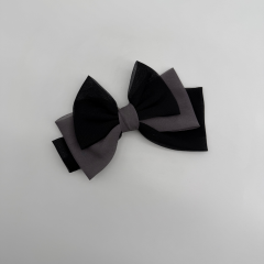 Siyah Gri Kumaş Kurdele Kadın Toka