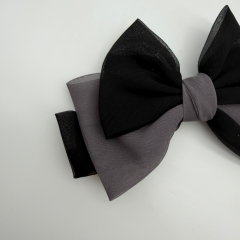 Siyah Gri Kumaş Kurdele Kadın Toka