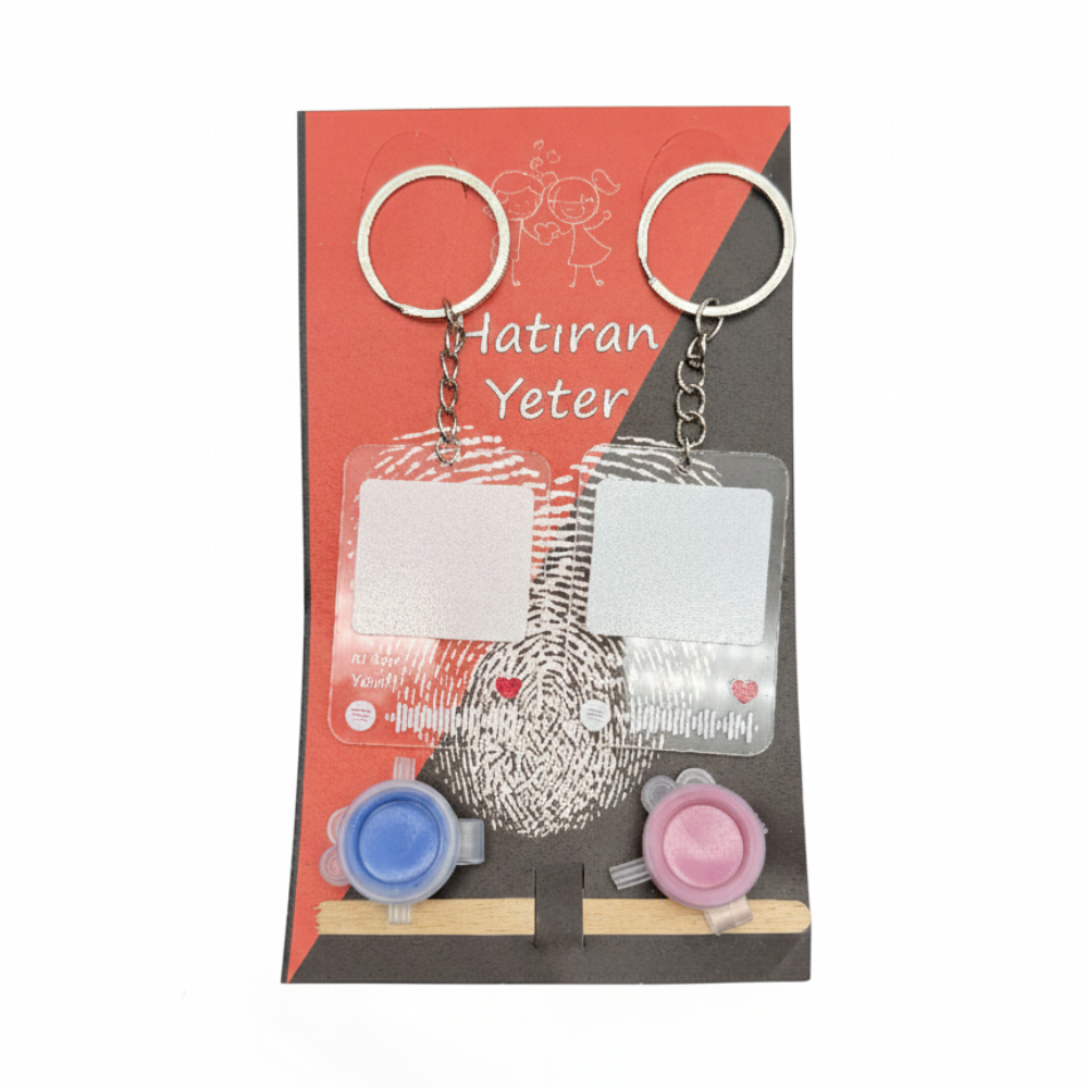 Kişiye Özel Parmak İzi Anahtarlık 2 adet - Sevgiliye Hediye Şarkılı Anahtarlık