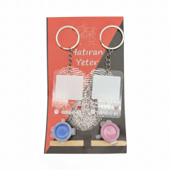 Kişiye Özel Parmak İzi Anahtarlık 2 adet - Sevgiliye Hediye Şarkılı Anahtarlık