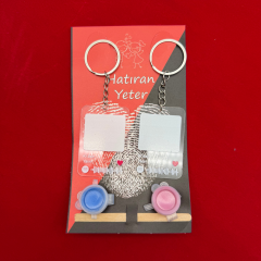 Kişiye Özel Parmak İzi Anahtarlık 2 adet - Sevgiliye Hediye Şarkılı Anahtarlık