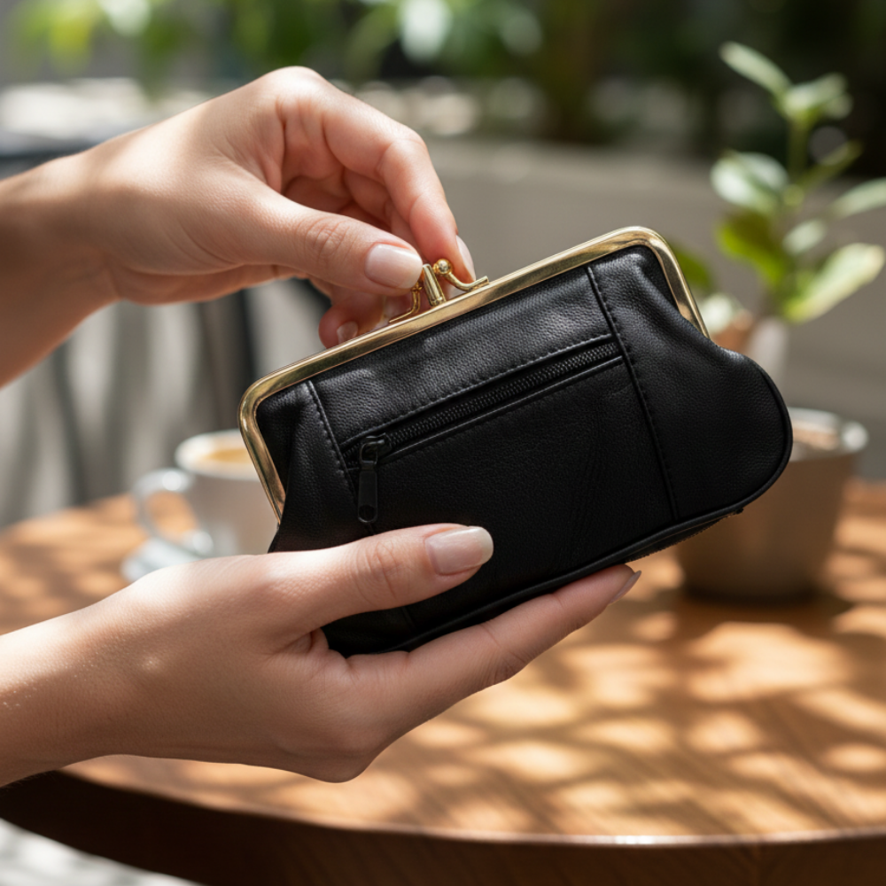 Siyah Suni Deri Orta Boy Cüzdan | 17 x 10 cm | Şık, Modern ve Fonksiyonel