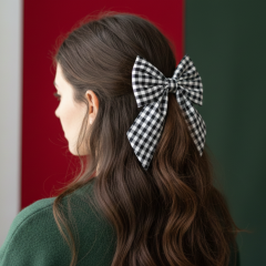 Kaz Ayağı Desenli Kumaş Fiyonk Toka – Şık ve Modern Bir Dokunuş