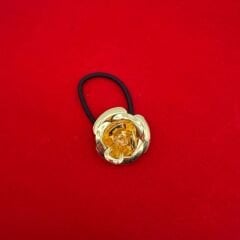 Gold Çiçek Detaylı Şık Saç Lastiği