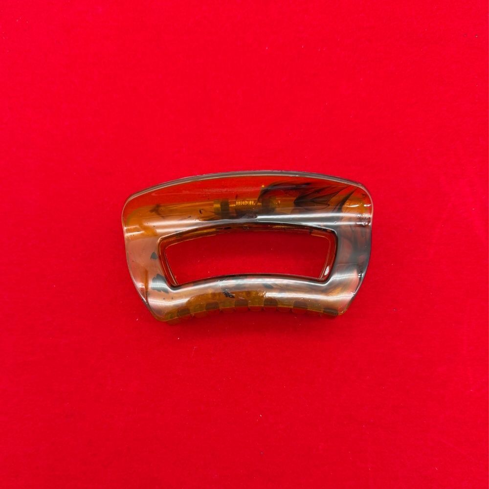 Kahverengi Şeffaf Oval Saç Mandalı – Modern & Güçlü Tutuşlu Tasarım