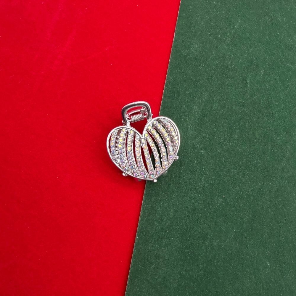 Kalp Figürlü Taş Detaylı Metal Mandal Toka