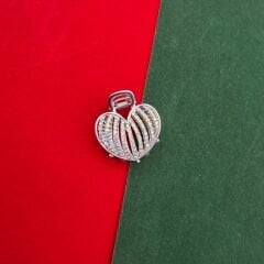 Kalp Figürlü Taş Detaylı Metal Mandal Toka