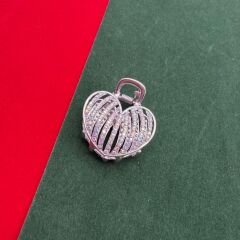 Kalp Figürlü Taş Detaylı Metal Mandal Toka