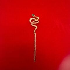 Yılan Figürlü Taş Detaylı Şık Saç İğnesi