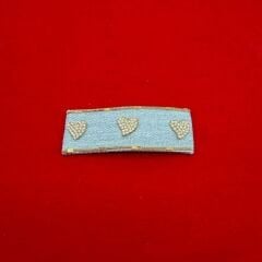 Denim (Kot) Üç Kalpli Taş Detaylı Saç Tokası