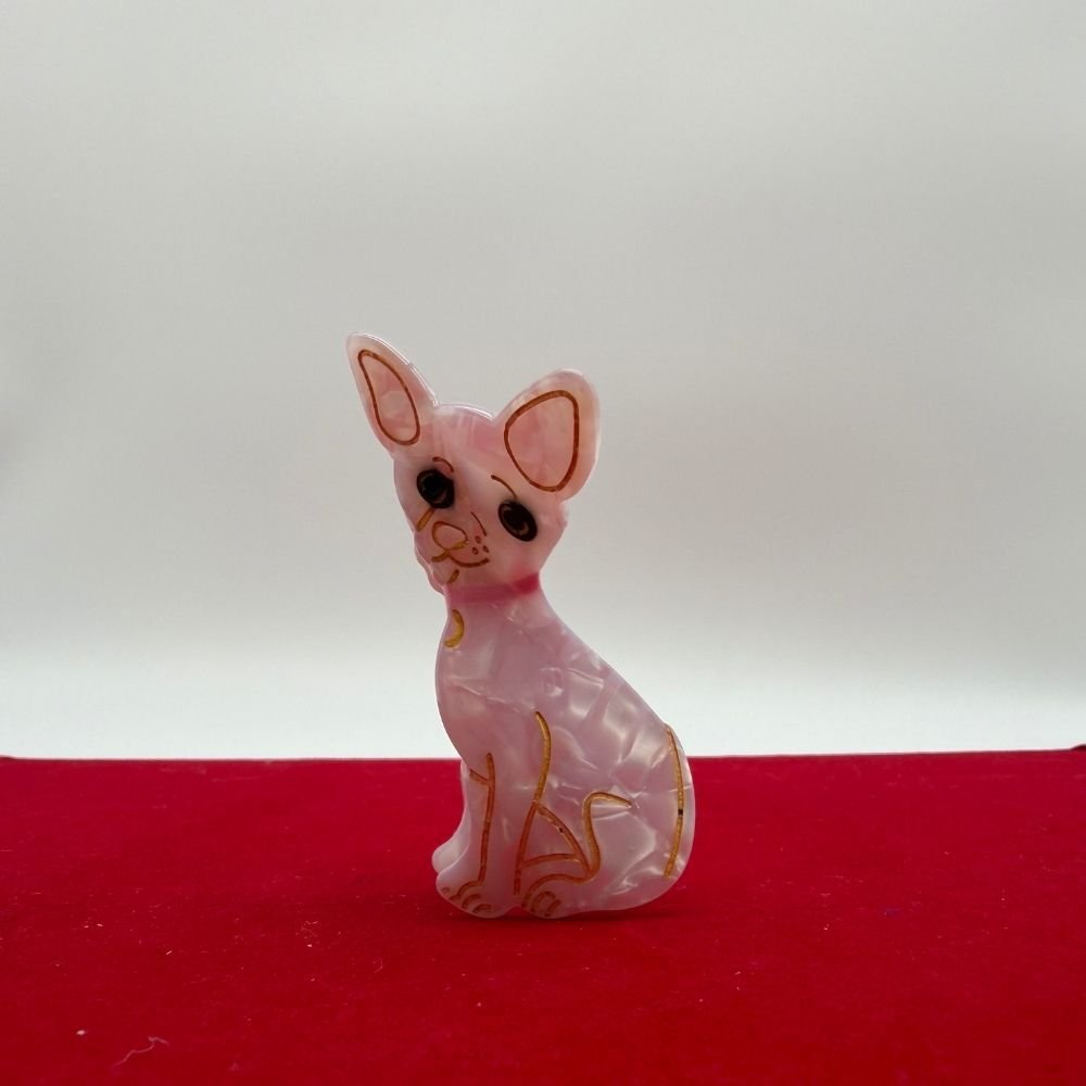 Pembe Köpek Figürlü Asetat Mini Toka