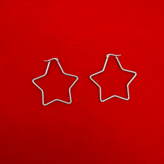 Çelik Gümüş Yıldız Formlu Halka Küpe