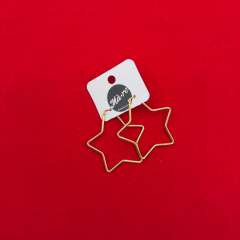 Yıldız Formlu Gold Halka Küpe – Çelik