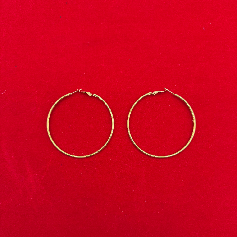 Klasik Büyük Gold Halka Küpe – Çelik