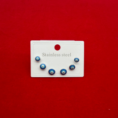 Üçlü Nazar Boncuklu Mini Çelik Küpe Seti