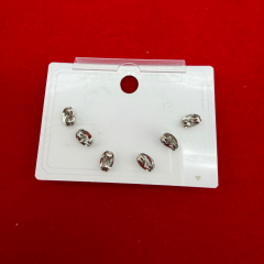 Üçlü Taş Detaylı Gümüş Çelik Küpe Seti